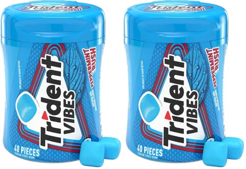 Miniatura 27 de Trident Vibes SOUR PATCH KIDS - Goma de mascar sin azúcar de frambuesa azul, 4 botellas de 40 piezas (160 piezas en total)