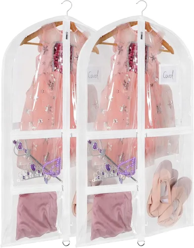 Miniatura 27 de Univivi Bolsas de PVC transparente para disfraz de baile, bolsa de ropa de 35 pulgadas para competiciones de baile, con 3 bolsillos separados