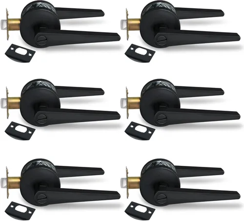 Miniatura 9 de MD8820-DB-BK-1P - Manija de puerta de privacidad sólida para dormitorio y baño, acabado negro mate