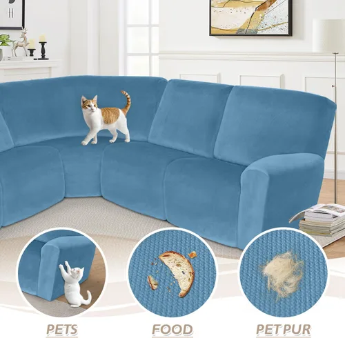 Miniatura 459 de Arfntevss Fundas de sofá seccional reclinable de terciopelo, Funda de sofá seccional de esquina para sofá reclinable, Funda elástica suave