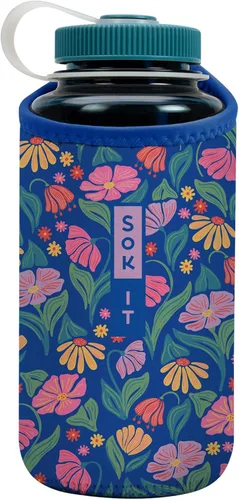 Miniatura 152 de Sok It BotlSok Funda para botella de agua con cubierta de neopreno aislante (Floral abstracto, se ajusta a CamelBak o Nalgene de 12 onzas)