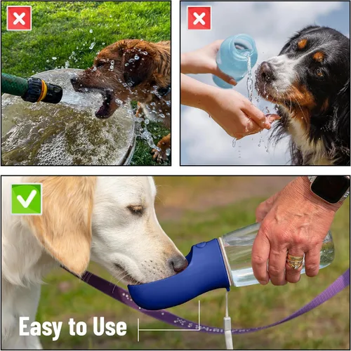 Miniatura 7 de Mr. Pen Botella de agua portátil para perro, 19 onzas, grande, azul marino, dispensador de botellas de agua para perros de viaje, no apto