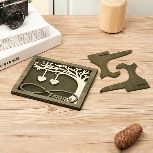 Miniatura 5 de Regalos para mamá, letrero de árbol familiar personalizado con nombres personalizados, placas de madera, decoración grabada con nombres familiares