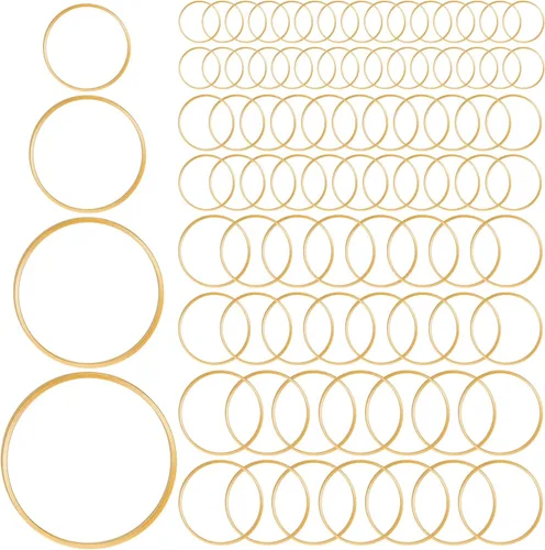 PAGOW 100 aros para la fabricación de joyas, 0.591 in, 0.787 in, 0.984 in, 1.181 in, hipoalergénicos, para collares, pulseras, encontrar aretes de
