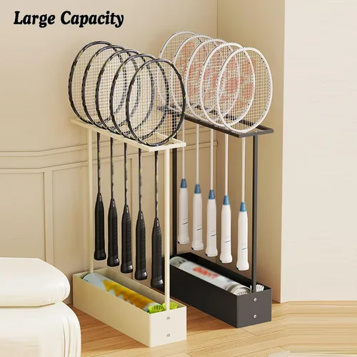 Miniatura 3 de Estante de almacenamiento para raquetas de tenis. Estante de exhibición de raqueta de bádminton negro/blanco. Soporte para raqueta de tenis.para