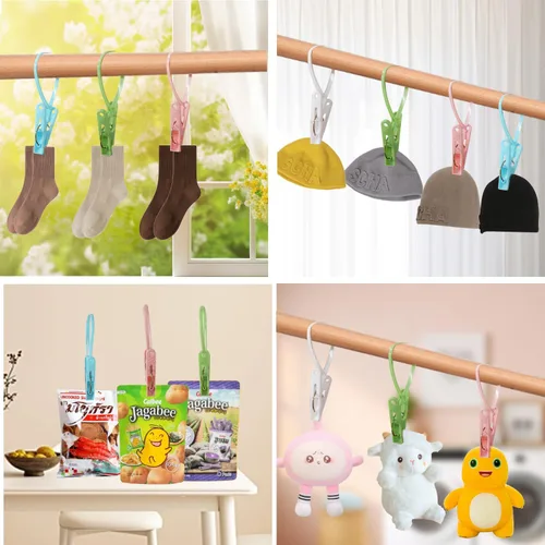 Miniatura 7 de Paquete de 24 Pinzas de Ropa de Plástico Resistentes para Exteriores para Colgar Ropa, Mini Pinzas para Ropa con Cuerda para Colgar, Perchas