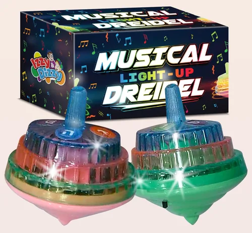 Miniatura 4 de Izzy 'n' Dizzy Dreidel musical - Hanukkah Dreidel 2 Pack - Canta Oh Draidel mientras se ilumina - Dreidels iluminados - Juguetes y juegos de Janucá