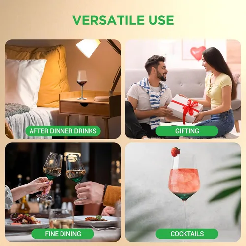 Miniatura 5 de NutriChef Juego de 2 copas de vino tinto o blanco, transparentes de 22 onzas, sin plomo y aptas para lavavajillas, para vino, bebidas, agua