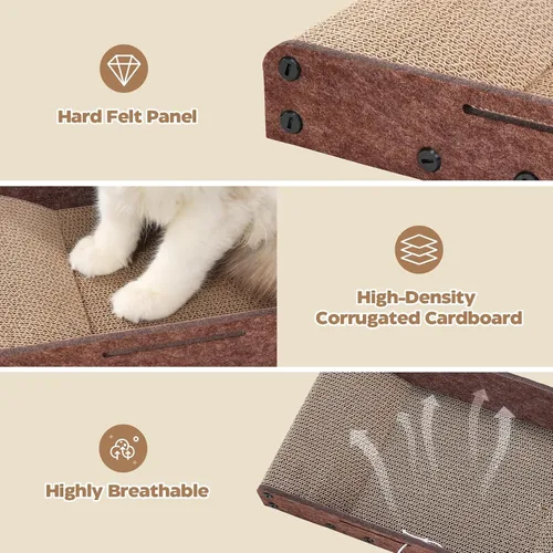 Miniatura 6 de Avont Juego de 3 rascadores de cartón para gatos de interior, rascador corrugado para gatos con almohadilla reversible para rascar, caja de arañazos