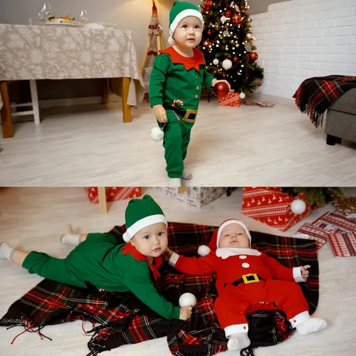 Miniatura 7 de My First Christmas - Conjunto de mameluco de manga larga para recién nacido, traje para bebé y niña