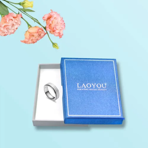 Miniatura 6 de LAOYOU Anillo giratorio para aliviar la ansiedad y la ansiedad para mujer, acero inoxidable de 0.236 pulgadas, con purpurina, para aliviar