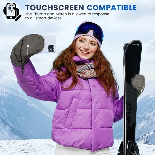 Miniatura 4 de ANDORRA Manopla de esquí y snowboard con pantalla táctil para mujer con cremallera diagonal