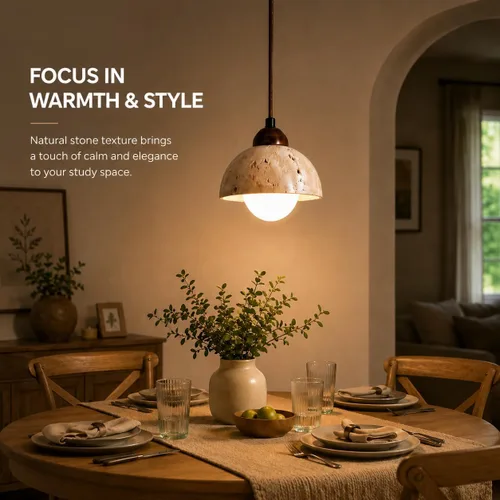 Miniatura 4 de Lámpara colgante de travertino natural con globo de vidrio esmerilado, moderna lámpara colgante Wabi Sabi para isla de cocina, comedor, dormitorio