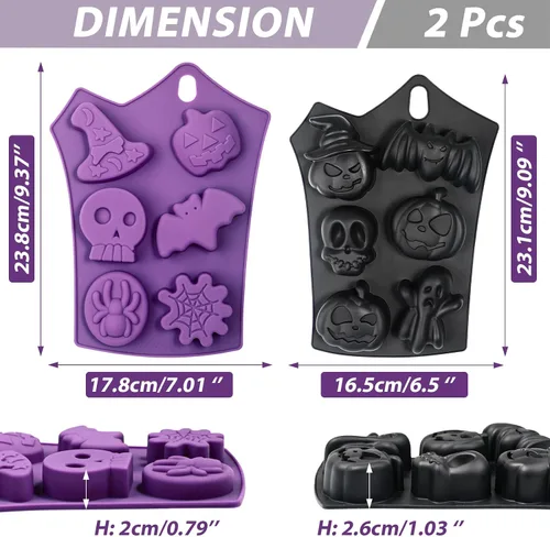 Miniatura 3 de Webake Molde para pastel de Halloween, moldes de silicona con forma de calabaza, calavera, fantasma, murciélago para pasteles, gelatina, jabón, 2
