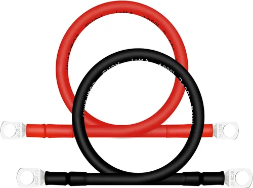 Miniatura 20 de Cable de batería, cables de batería 2 AWG con terminales, 2 cables de batería de cobre (1 pie).