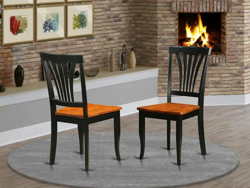 Miniatura 2 de East West Furniture AVC-BLK-W Avon - Sillas de comedor de madera maciza, con respaldo de listones, juego de 2, color negro y cereza