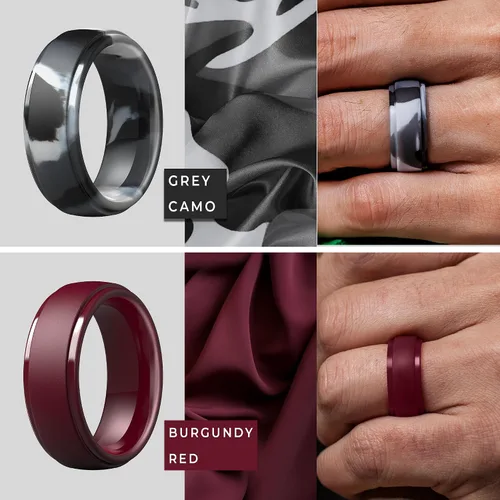 Miniatura 81 de ThunderFit Anillos de boda de silicona para hombre, 0.394 in de ancho y 0.098 in de grosor, paquete múltiple de variedad 1-7