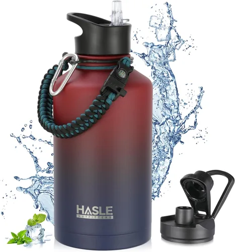 Miniatura 57 de HASLE OUTFITTERS Botella de agua aislada de 22 onzas, botella de agua de acero inoxidable de doble pared, boca ancha con tapa de popote y tapa