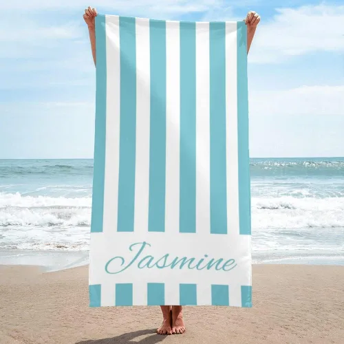 Miniatura 3 de Toallas de playa personalizadas para niños y adultos, toallas de playa a rayas personalizadas con nombre, toallas de microfibra sin arena