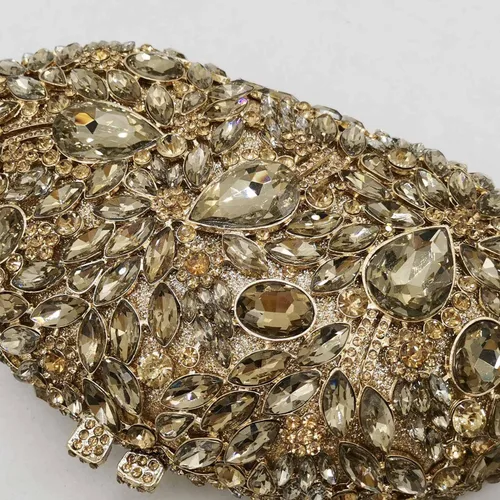 Miniatura 7 de Boutique De FGG Bolsos de noche de flores y embragues para mujer, bolsos formales de diamantes de imitación, bolsos de mano de cristal de boda