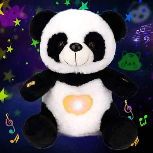 Peluche de panda con proyector de estrellas musicales, luz nocturna ajustable, canta, animales de peluche iluminados, juguetes de peluche