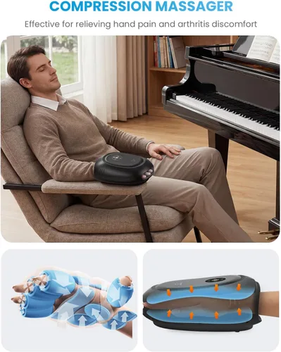 Miniatura 6 de COMFIER Masajeador inteligente de manos, control de aplicación, masaje de manos con calor y compresión, masajeador para artristis, túnel carpiano