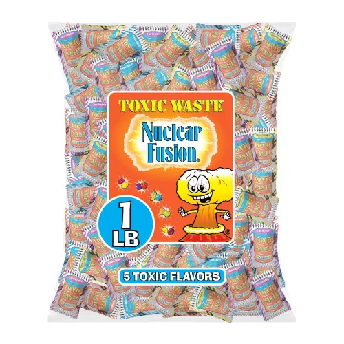 TOXIC WASTE - Dulces Agrios Peligrosamente de Fusión Nuclear - Sabores de Frambuesa-Limón, Piña-Maracuyá, Uva-Fresa, Plátano-Arándano, y