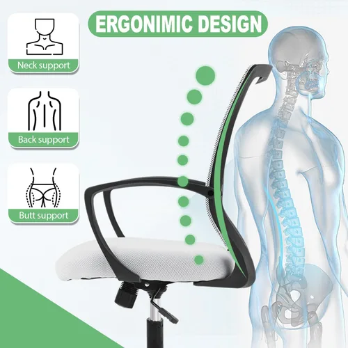 Miniatura 7 de Silla de escritorio de oficina, silla ergonómica para juegos de computadora con ruedas giratorias de 360 grados, sillas de escritorio de oficina