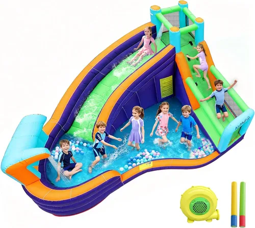 Miniatura 11 de AirMyFun Casa Inflable de Rebote de Dinosaurio para Niños de 3-8 con Soplador – Castillo Inflable Grande con Tobogán, Castillo de Salto para Niños