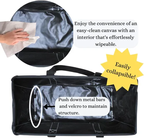 Miniatura 229 de NGIL Bolsa de comestibles reutilizable extra grande plegable de gran tamaño para comestibles, almacenamiento, picnic, playa, Bronco-negro occidental
