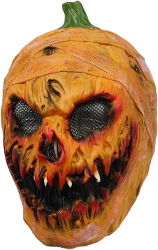 Miniatura 6 de Máscara de calabaza de Halloween, máscara de monstruo de calabaza aterradora, máscara de látex de cabeza completa espeluznante para fiesta