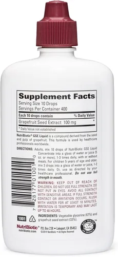 Miniatura 2 de NutriBiotic GSE, líquido de 4 onzas El extracto original de semilla de pomelo concentrado premium con bioflavonoides Vegano, sin gluten, sin OMG