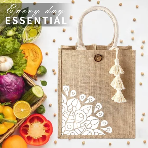 Miniatura 9 de itgowisa Bolsas de playa para mujer, lindas bolsas de yute reutilizables a la moda para playa, compras, viajes, regalo (grande y pequeña)