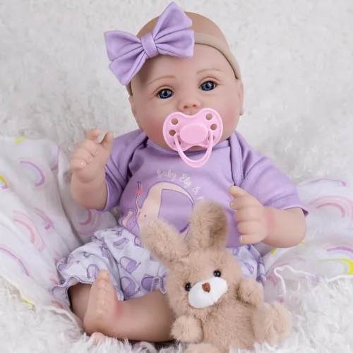 Miniatura 12 de Muñecas realistas de bebé recién nacido, 18 pulgadas, sensación de bebé real, muñecas de bebé recién nacidas, adorables muñecas de bebé de la vida