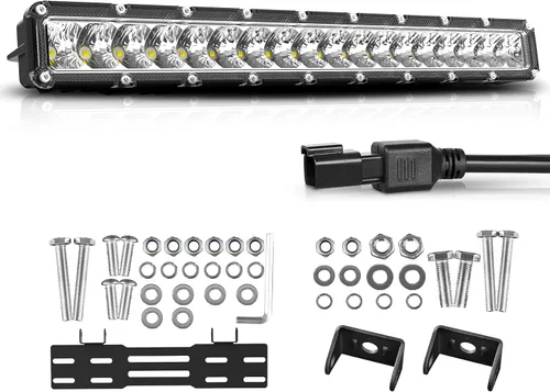 Autofeel Barra de luz LED de 15 pulgadas – Luz de matrícula de una sola fila de 6000 K 6000 lm de inundación todoterreno y luces antiniebla para