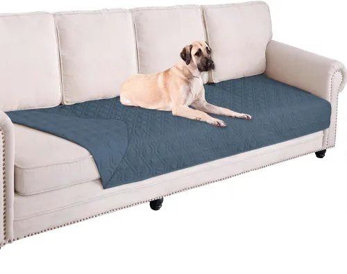 Miniatura 34 de Ameritex Funda Impermeable para Cama de Perro Manta para Mascotas para Muebles Cama Sillón Sofá Reversible Azul marino+azul piedra