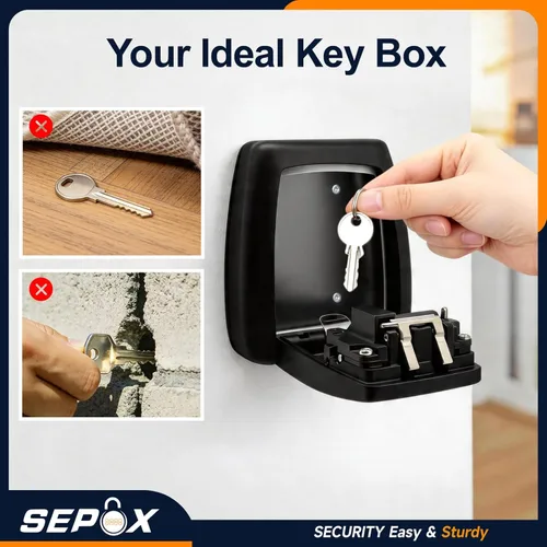 Miniatura 7 de SEPOX® Caja de cerradura de llave de acero inoxidable – Combinación de 4 dígitos reiniciable, resistente y gran espacio, resistente a la intemperie
