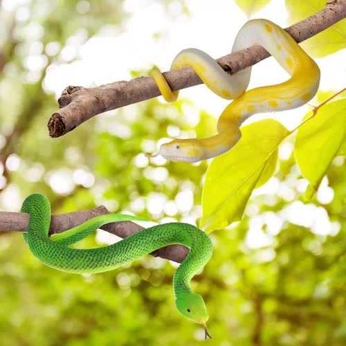 Miniatura 7 de Juguete realista de serpiente falsa – Figuras de animales de serpiente elásticas realistas – Accesorios de broma de Halloween, juguetes para aliviar