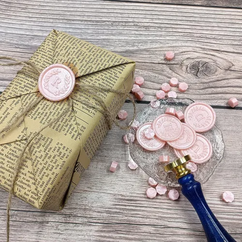 Miniatura 4 de 50 piezas de pegatinas adhesivas de sello de cera rosa en letra E, hechas a mano, no necesita sello de cera, desgarrar y usar pegatinas de cera