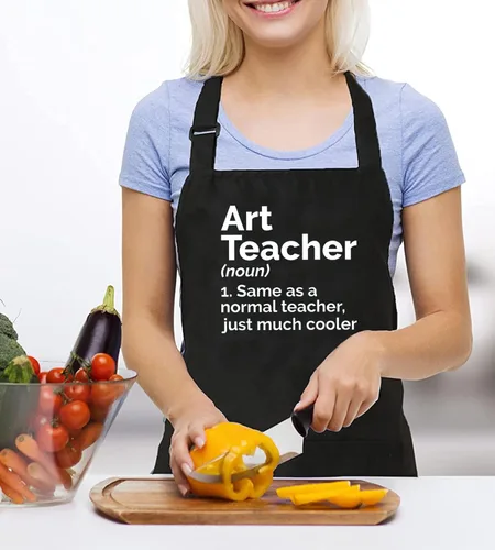 Miniatura 2 de Art Teacher Apron for Women Art Lovers Waterproof Adjustable Bib 2 Pockets Kitchen Cooking Apron Artist Mentor Gift Black