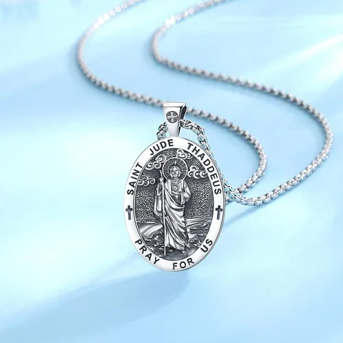 Miniatura 3 de Vito Collar con sello de siete arcángeles para mujeres y hombres, plata de ley 925, San Miguel, San Cristóbal, San Benito, San Judas, Rafael