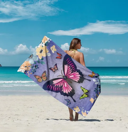 Miniatura 9 de Toalla de playa de microfibra mariposa – Toalla de viaje de secado rápido sin arena para adultos, adolescentes y niños (30 x 60 pulgadas)