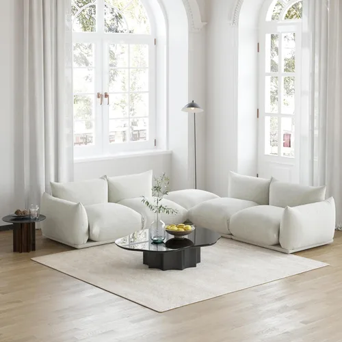 Miniatura 7 de WJShome - Sofá seccional modular, sofá de chenilla de 264 cm de lana minimalista, sofá convertible de 3 plazas, sofá de sala de estar ancho