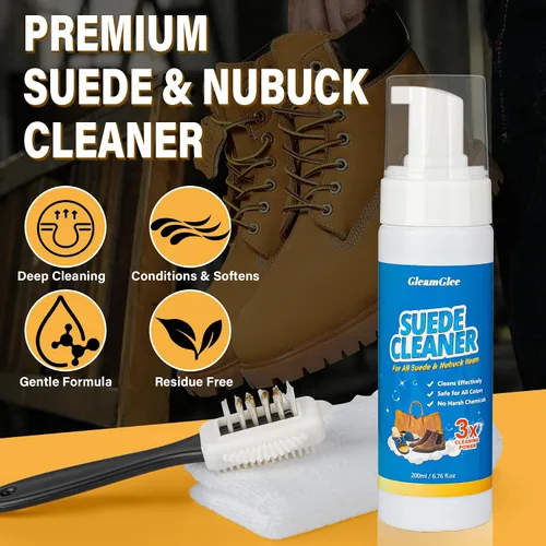 Miniatura 2 de GleamGlee Suede Cleaner Kit 6.76 oz, Suede & Nubuck Shoe Cleaner with Brush & Towel for Shoes, Boots & Bags