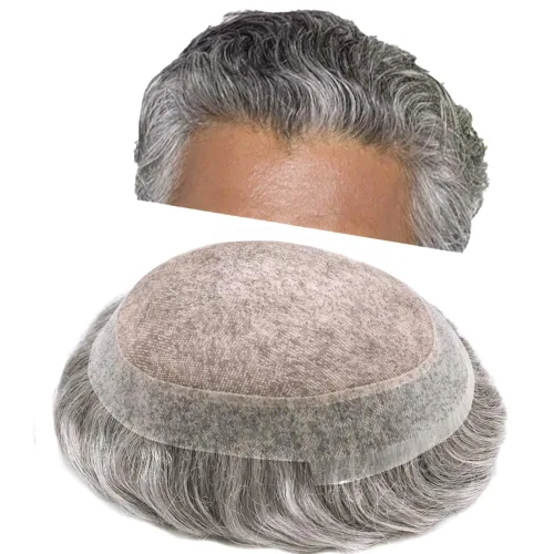 Miniatura 68 de Tupé para hombres, piezas de cabello humano real, sistema de unidades de cabello natural, línea capilar natural, pieza de repuesto para hombres