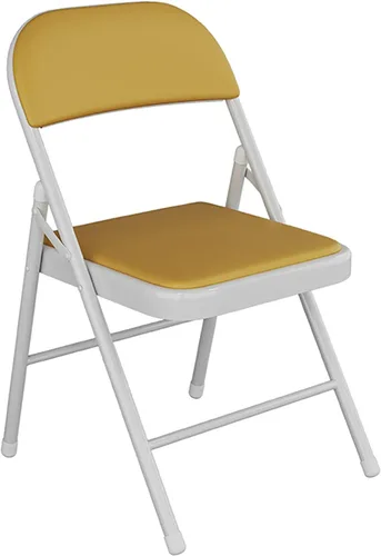 Miniatura 13 de Silla plegable con asiento acolchado de piel sintética, silla plegable ergonómica de metal con respaldo, silla portátil básica para oficina en casa