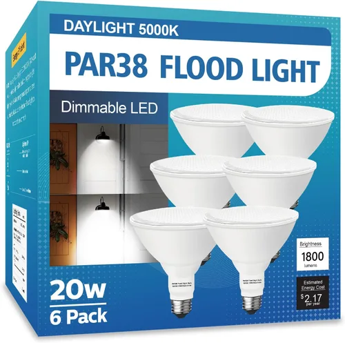 Miniatura 19 de PAR38 Bombillas LED de inundación para exteriores, paquete de 2 unidades, regulables 20 W (equivalente a 200 W) bombillas de inundación de base E26