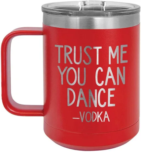 Miniatura 6 de Confíe en que puedes bailar - Taza de café negra de 15 oz con tapa superior deslizante Taza de café de viaje aislada Ideas de regalo