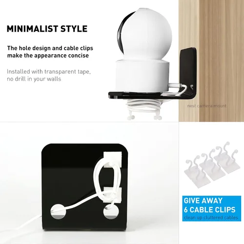 Miniatura 6 de OAPRIRE Juego de 3 estantes de pared flotantes de acrílico, sin taladros, con 10 cintas fuertes, estante adhesivo universal pequeño para cámaras