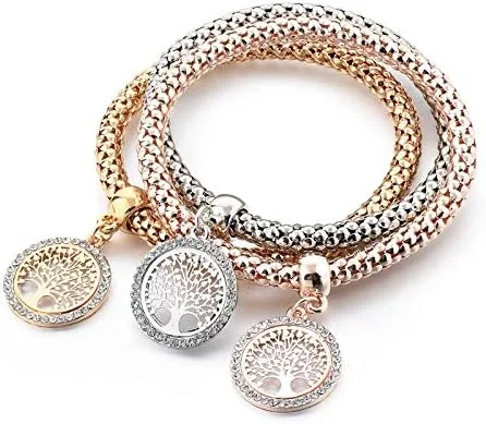 Miniatura 8 de Long Way 3 pulseras de abalorios chapados en oro rosa y plata para mujer pulsera elástica multicapa de cristal